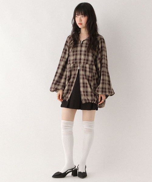 オンブレチェックフードブルゾン 575250（ブルゾン）｜Heather（ヘザー