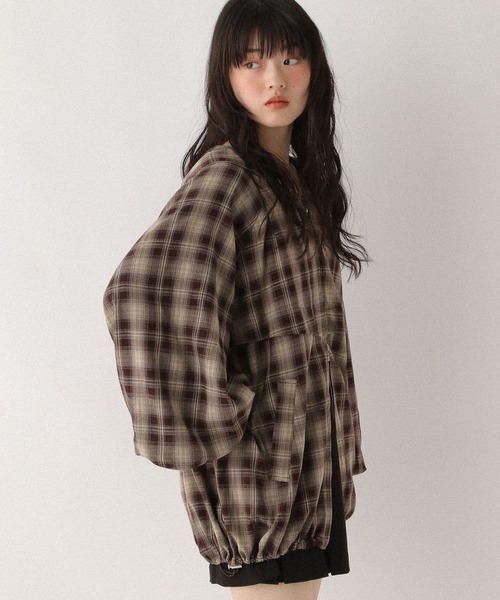 Heather（ヘザー）の「オンブレチェックフードブルゾン 575250