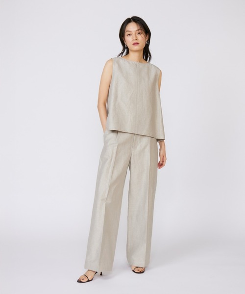 INED（イネド）の「ラメワンタックワイドパンツ【セットアップ対応】（その他パンツ・レディース・ベージュ・7号/9号/11号）」の2枚目の写真