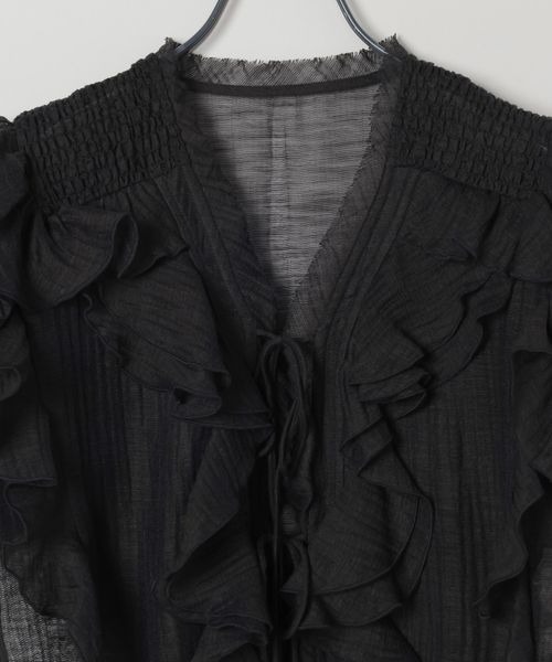 JEANASIS（ジーナシス）の「ウーブンシアーラッフルブラウス/574920（シャツ/ブラウス・レディース・ブラック/ライトベージュ/ホワイト・FREE）」の10枚目の写真