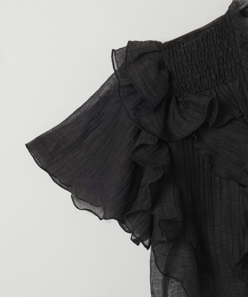 JEANASIS（ジーナシス）の「ウーブンシアーラッフルブラウス/574920（シャツ/ブラウス・レディース・ブラック/ライトベージュ/ホワイト・FREE）」の9枚目の写真