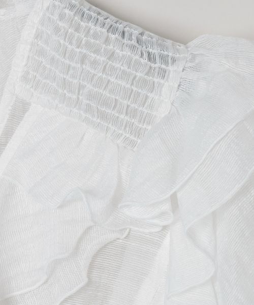 JEANASIS（ジーナシス）の「ウーブンシアーラッフルブラウス/574920（シャツ/ブラウス・レディース・ブラック/ライトベージュ/ホワイト・FREE）」の5枚目の写真