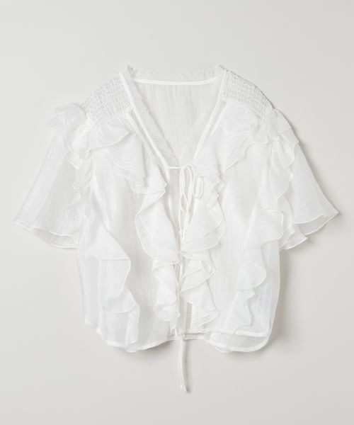 新品未使用タグ付き❣️ジーナシス❣️ウーブンシアーラッフルブラウス 新品未使用タグ付き❣️ジーナシス❣️ウーブンシアーラッフル