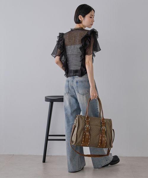 JEANASIS（ジーナシス）の「ウーブンシアーラッフルブラウス/574920（シャツ/ブラウス・レディース・ブラック/ライトベージュ/ホワイト・FREE）」の15枚目の写真