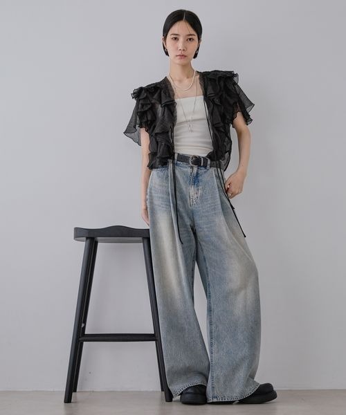 JEANASIS（ジーナシス）の「ウーブンシアーラッフルブラウス/574920（シャツ/ブラウス・レディース・ブラック/ライトベージュ/ホワイト・FREE）」の14枚目の写真