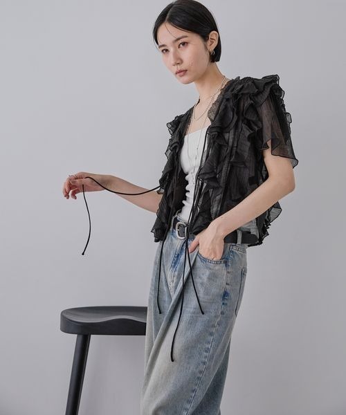 JEANASIS（ジーナシス）の「ウーブンシアーラッフルブラウス/574920（シャツ/ブラウス・レディース・ブラック/ライトベージュ/ホワイト・FREE）」の13枚目の写真