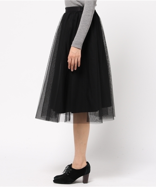 LOWRYS FARM(ローリーズファーム)の「チュールギャザーミディスカート 705395(スカート・レディース・オフホワイト/ブラック/グレー・FREE)」の5枚目の写真
