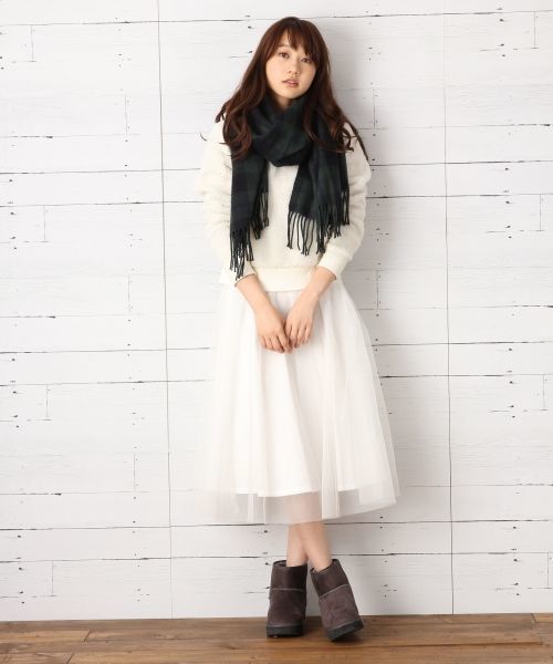 LOWRYS FARM(ローリーズファーム)の「チュールギャザーミディスカート 705395(スカート・レディース・オフホワイト/ブラック/グレー・FREE)」の12枚目の写真