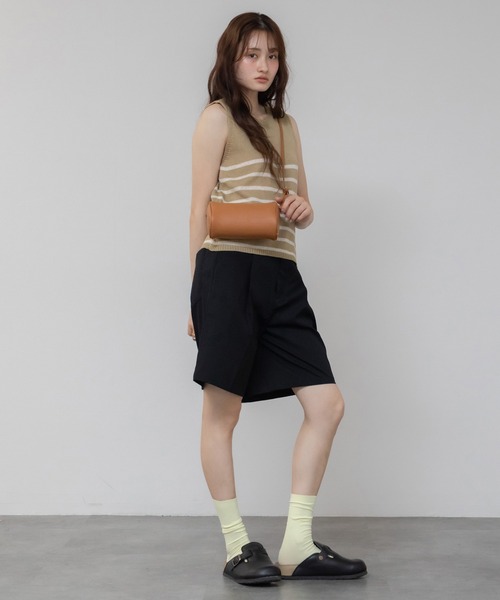 HEILIS(ヘイリス)の「【新色追加】ツイルハーフパンツ/ボトムス センタープレス ショートパンツ ショーツ ウエストゴム アイボリー ブラック 韓国 カジュアル ノームコア トラッド 夏服 春服 秋服 冬服(その他パンツ・レディース・ブラック/アイボリー/ベージュ・FREE)」の9枚目の写真