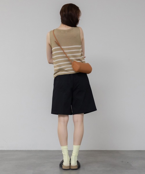 HEILIS(ヘイリス)の「【新色追加】ツイルハーフパンツ/ボトムス センタープレス ショートパンツ ショーツ ウエストゴム アイボリー ブラック 韓国 カジュアル ノームコア トラッド 夏服 春服 秋服 冬服(その他パンツ・レディース・ブラック/アイボリー/ベージュ・FREE)」の10枚目の写真