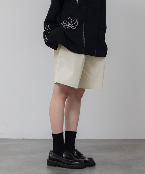 HEILIS(ヘイリス)の「【新色追加】ツイルハーフパンツ/ボトムス センタープレス ショートパンツ ショーツ ウエストゴム アイボリー ブラック 韓国 カジュアル ノームコア トラッド 夏服 春服 秋服 冬服(その他パンツ・レディース・ブラック/アイボリー/ベージュ・FREE)」の16枚目の写真