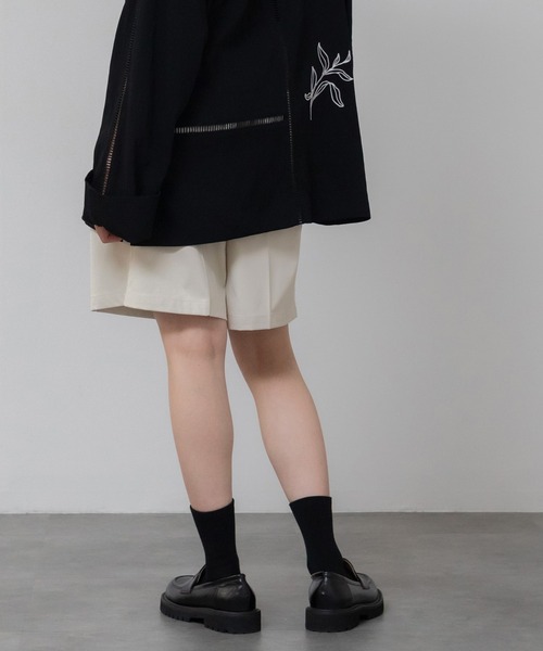HEILIS(ヘイリス)の「【新色追加】ツイルハーフパンツ/ボトムス センタープレス ショートパンツ ショーツ ウエストゴム アイボリー ブラック 韓国 カジュアル ノームコア トラッド 夏服 春服 秋服 冬服(その他パンツ・レディース・ブラック/アイボリー/ベージュ・FREE)」の17枚目の写真