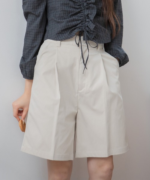 ツイルハーフパンツ/ボトムス センタープレス ショートパンツ ショーツ