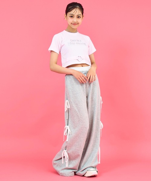 ANAP GiRL(アナップガール)の「ANAPR+S ハート バックル付 ラインストーン ミニ トップス Tシャツ(Tシャツ/カットソー・キッズ・ライトピンク/ブラック/ホワイト・M/S/XS)」の11枚目の写真