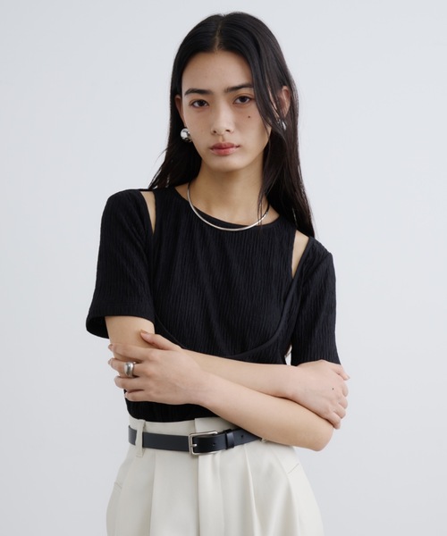 ヤマダヤ SONO トップス 半袖 半袖】ショルダーオープンレイヤートップス（Tシャツ/カットソー