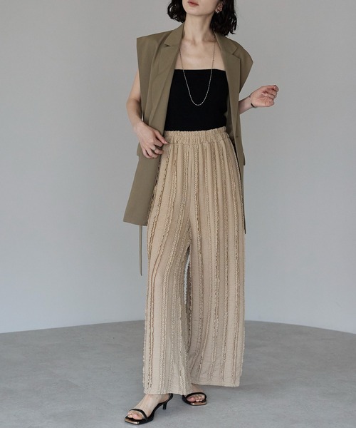 each（イーチ）の「ニットレースワイドパンツ（その他パンツ・レディース・ブラック/ベージュ・FREE）」の6枚目の写真