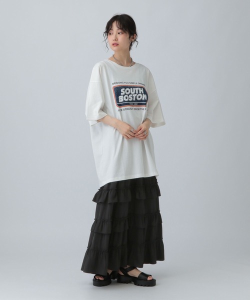 LEPSIM（レプシィム）の「アソートプリントBIGT　571657（Tシャツ/カットソー・レディース・チャコールグレー/オフホワイト/ブラック・FREE）」の7枚目の写真