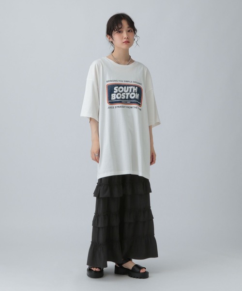 LEPSIM（レプシィム）の「アソートプリントBIGT　571657（Tシャツ/カットソー・レディース・チャコールグレー/オフホワイト/ブラック・FREE）」の8枚目の写真