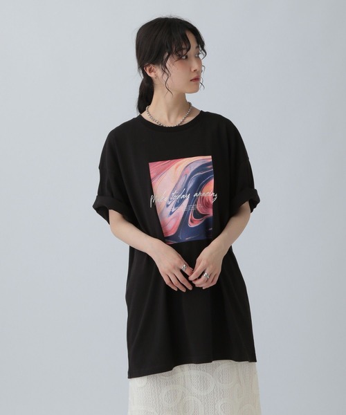 LEPSIM（レプシィム）の「アソートプリントBIGT　571657（Tシャツ/カットソー・レディース・チャコールグレー/オフホワイト/ブラック・FREE）」の10枚目の写真