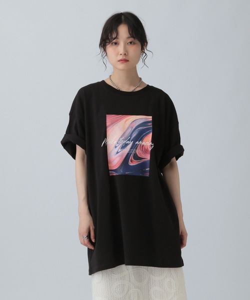 LEPSIM（レプシィム）の「アソートプリントBIGT　571657（Tシャツ/カットソー・レディース・チャコールグレー/オフホワイト/ブラック・FREE）」の11枚目の写真