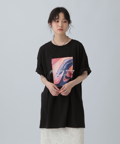 LEPSIM（レプシィム）の「アソートプリントBIGT　571657（Tシャツ/カットソー・レディース・チャコールグレー/オフホワイト/ブラック・FREE）」の12枚目の写真