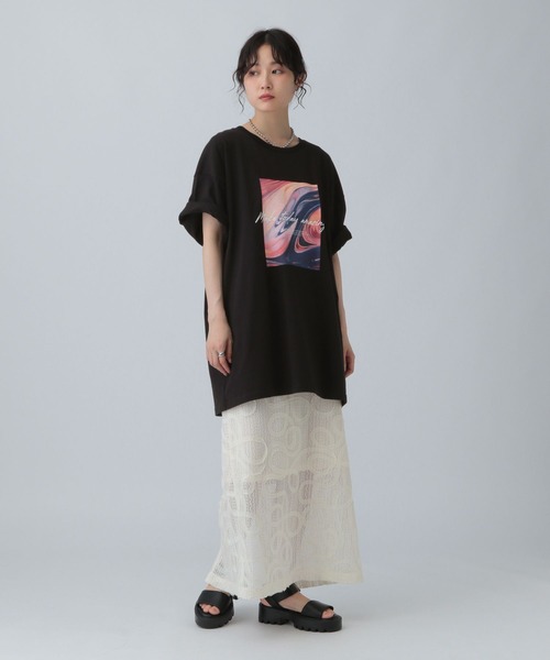 LEPSIM（レプシィム）の「アソートプリントBIGT　571657（Tシャツ/カットソー・レディース・チャコールグレー/オフホワイト/ブラック・FREE）」の14枚目の写真