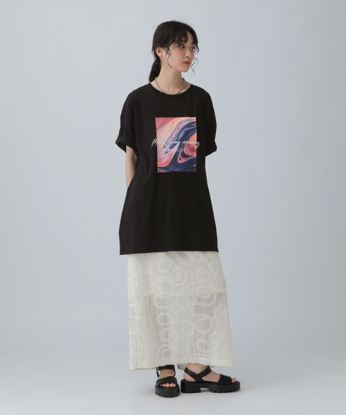 LEPSIM（レプシィム）の「アソートプリントBIGT　571657（Tシャツ/カットソー・レディース・チャコールグレー/オフホワイト/ブラック・FREE）」の15枚目の写真