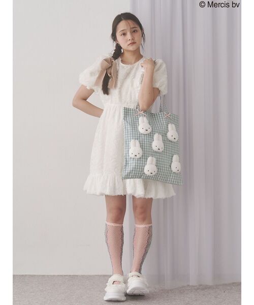 merry jenny（メリージェニー）の「ギンガムもこもこmiffyトート（トートバッグ・レディース・グリーン/レッド/ブラック・FREE）」の8枚目の写真