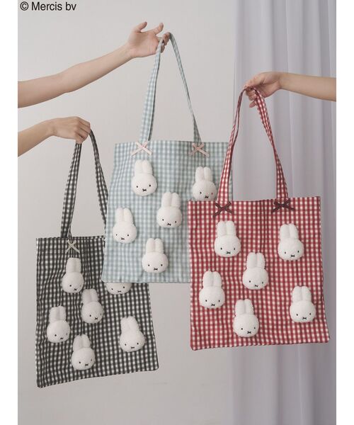 merry jenny（メリージェニー）の「ギンガムもこもこmiffyトート（トートバッグ・レディース・グリーン/レッド/ブラック・FREE）」の17枚目の写真