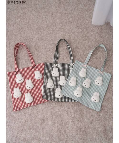 merry jenny（メリージェニー）の「ギンガムもこもこmiffyトート（トートバッグ・レディース・グリーン/レッド/ブラック・FREE）」の18枚目の写真