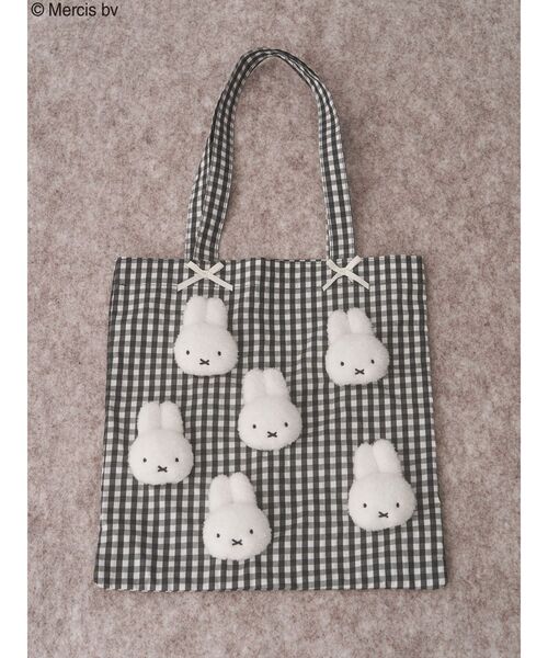 merry jenny（メリージェニー）の「ギンガムもこもこmiffyトート（トートバッグ・レディース・グリーン/レッド/ブラック・FREE）」の2枚目の写真