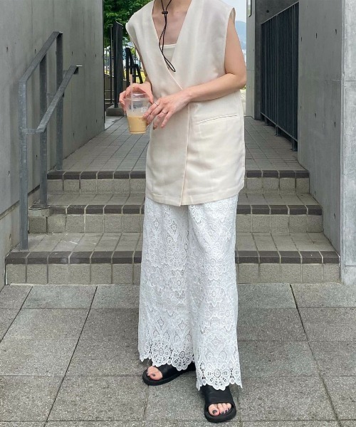 レースワイドパンツ 完売品 ZOZO古着より最安価 セール】レースシアーワイドパンツ(kiharu select) / レース