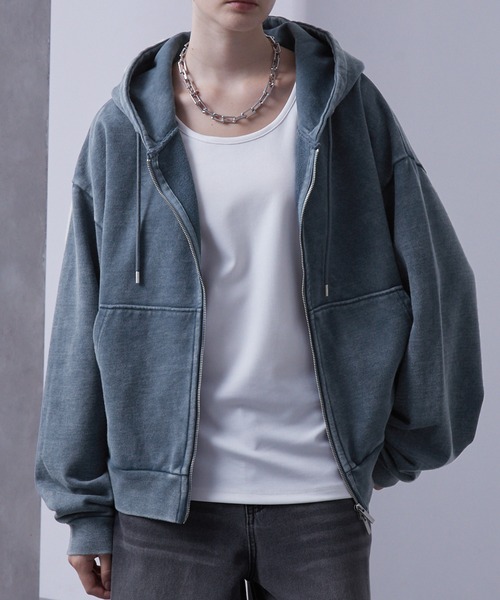 Loose/ルース（ルース）の「ヘビーウェイトヴィンテージ ショートフルジップパーカー（パーカー・メンズ・グレー/レッド/ダークブルー/ダークグレー/ブラック系/ブルー系/杢グレー/ブラック・L/M/S/XS）」の6枚目の写真