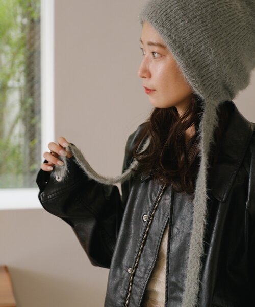 Kastane(カスタネ)の「ファーリボンビーニー(ニットキャップ/ビーニー・レディース・アイボリー/グレー/ブラウン・FREE)」の21枚目の写真