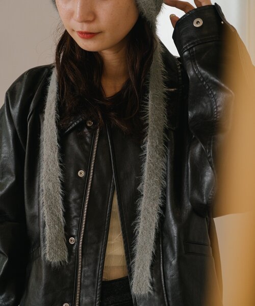 Kastane(カスタネ)の「ファーリボンビーニー(ニットキャップ/ビーニー・レディース・アイボリー/グレー/ブラウン・FREE)」の14枚目の写真