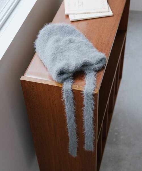 Kastane(カスタネ)の「ファーリボンビーニー(ニットキャップ/ビーニー・レディース・アイボリー/グレー/ブラウン・FREE)」の22枚目の写真