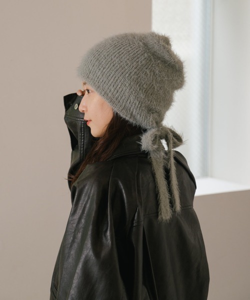 ファーリボンビーニー（ニットキャップ/ビーニー）｜Kastane（カスタネ