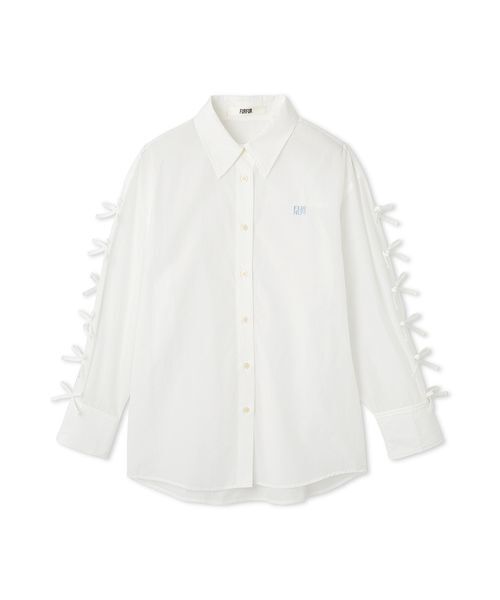 FURFUR(ファーファー)の「リボンスリーブシアーシャツ(シャツ/ブラウス・レディース・ブラック/サックスブルー/ホワイト・F)」の1枚目の写真