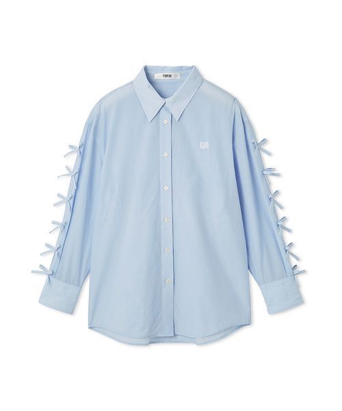 FURFUR(ファーファー)の「リボンスリーブシアーシャツ(シャツ/ブラウス・レディース・ブラック/サックスブルー/ホワイト・F)」の3枚目の写真