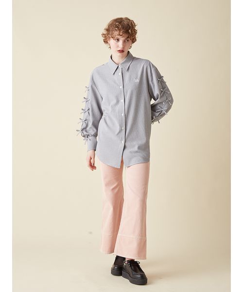 FURFUR(ファーファー)の「リボンスリーブシアーシャツ(シャツ/ブラウス・レディース・ブラック/サックスブルー/ホワイト・F)」の11枚目の写真