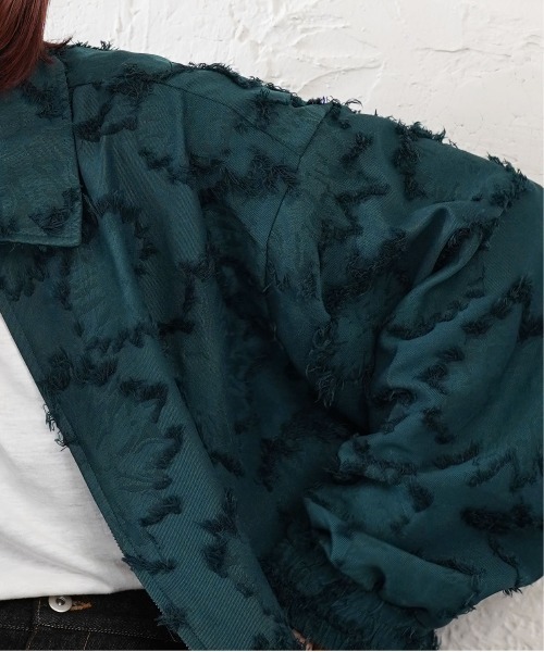 ATELANE(アテレーン)の「ATELANE / フラワージャガードボンバージャケット(ブルゾン・メンズ・グリーン/ブラック・MEDIUM/LARGE)」の7枚目の写真