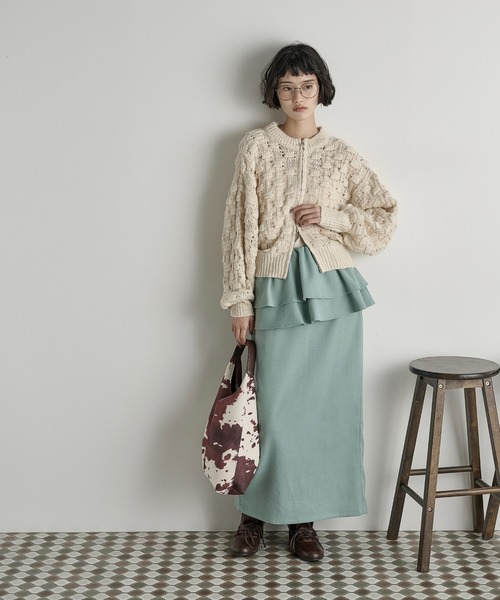 THE YOn(ザヨン)の「ジャガードニットダブルZIPカーディガン(カーディガン/ボレロ・レディース・サーモンピンク/ブラック/アイボリー・FREE)」の12枚目の写真