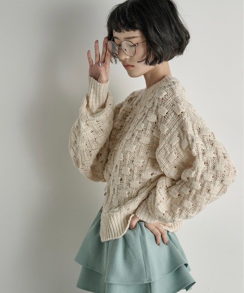 THE YOn(ザヨン)の「ジャガードニットダブルZIPカーディガン(カーディガン/ボレロ・レディース・サーモンピンク/ブラック/アイボリー・FREE)」の7枚目の写真