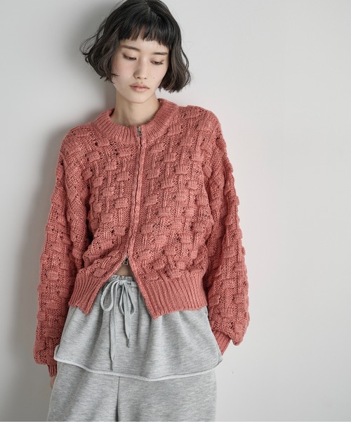 セール】ジャガードニットダブルZIPカーディガン（カーディガン/ボレロ