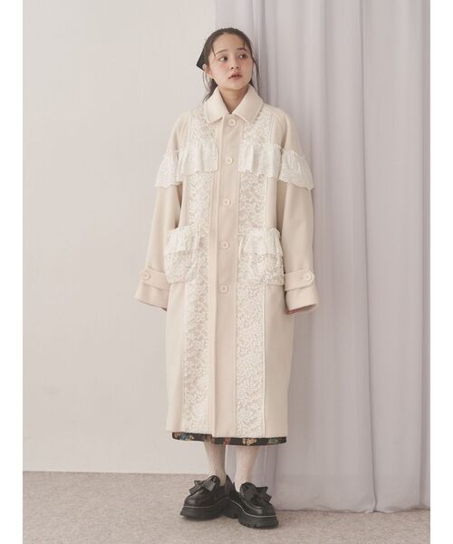 merry jenny（メリージェニー）の「レースデコラティブコート（チェスターコート・レディース・アイボリー/ピンク/グレー・FREE）」の6枚目の写真