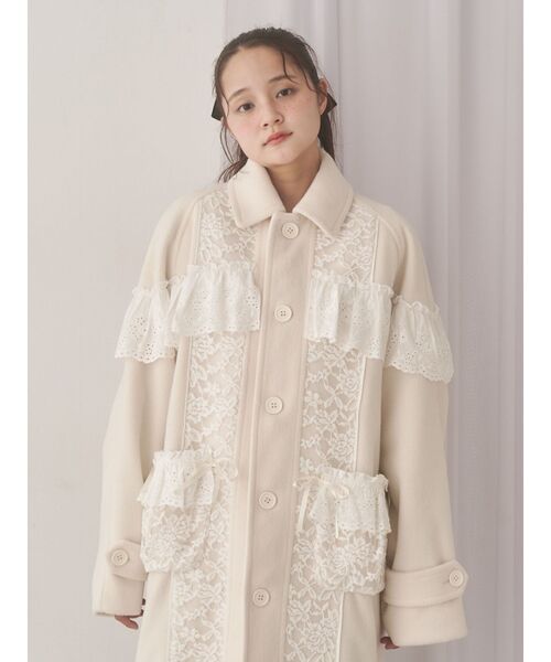merry jenny（メリージェニー）の「レースデコラティブコート（チェスターコート・レディース・アイボリー/ピンク/グレー・FREE）」の8枚目の写真