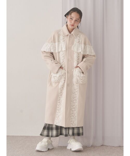 merry jenny（メリージェニー）の「レースデコラティブコート（チェスターコート・レディース・アイボリー/ピンク/グレー・FREE）」の15枚目の写真