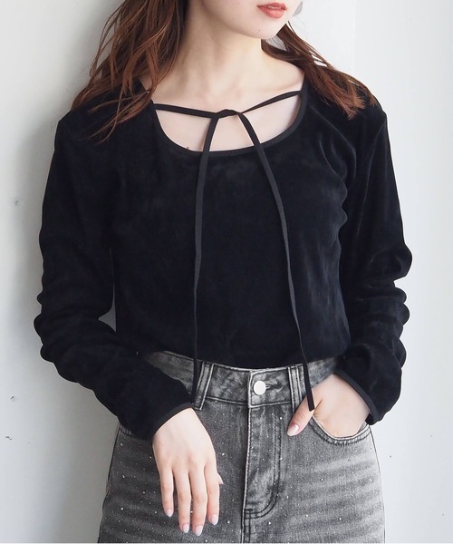 tiptop(ティップトップ)の「前後2wayアソートパイピングシアーロンT(Tシャツ/カットソー・レディース・ブラック系その他/チャコールグレー/アイボリー/ブラック/ホワイト系その他・FREE)」の3枚目の写真