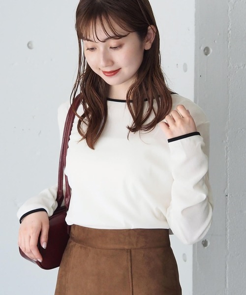 tiptop(ティップトップ)の「前後2wayアソートパイピングシアーロンT(Tシャツ/カットソー・レディース・ブラック系その他/チャコールグレー/アイボリー/ブラック/ホワイト系その他・FREE)」の8枚目の写真