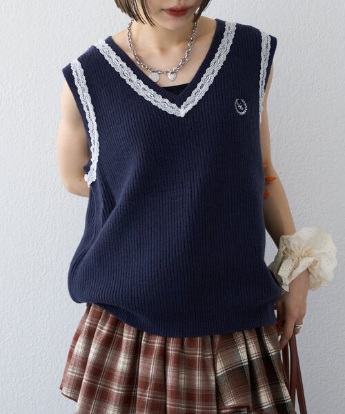 セール】【25AW】レースニットベスト（ベスト）｜w closet